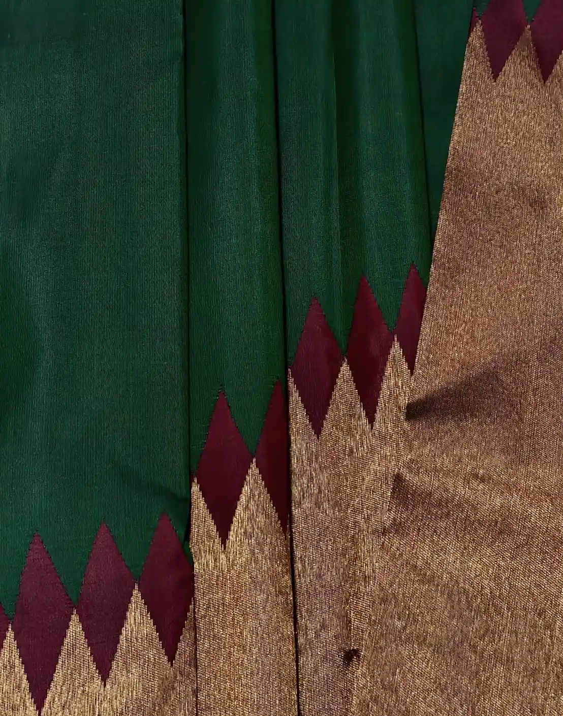 Black Handloom Kanchipuram Silk Saree with Traditional Temple Border